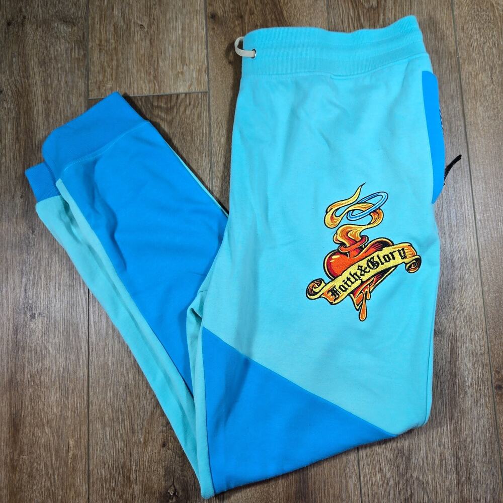 Civilized Joggers Pants Mens 3XL Blue Faith Glory Y2K Rap Hip Hop Streetwear